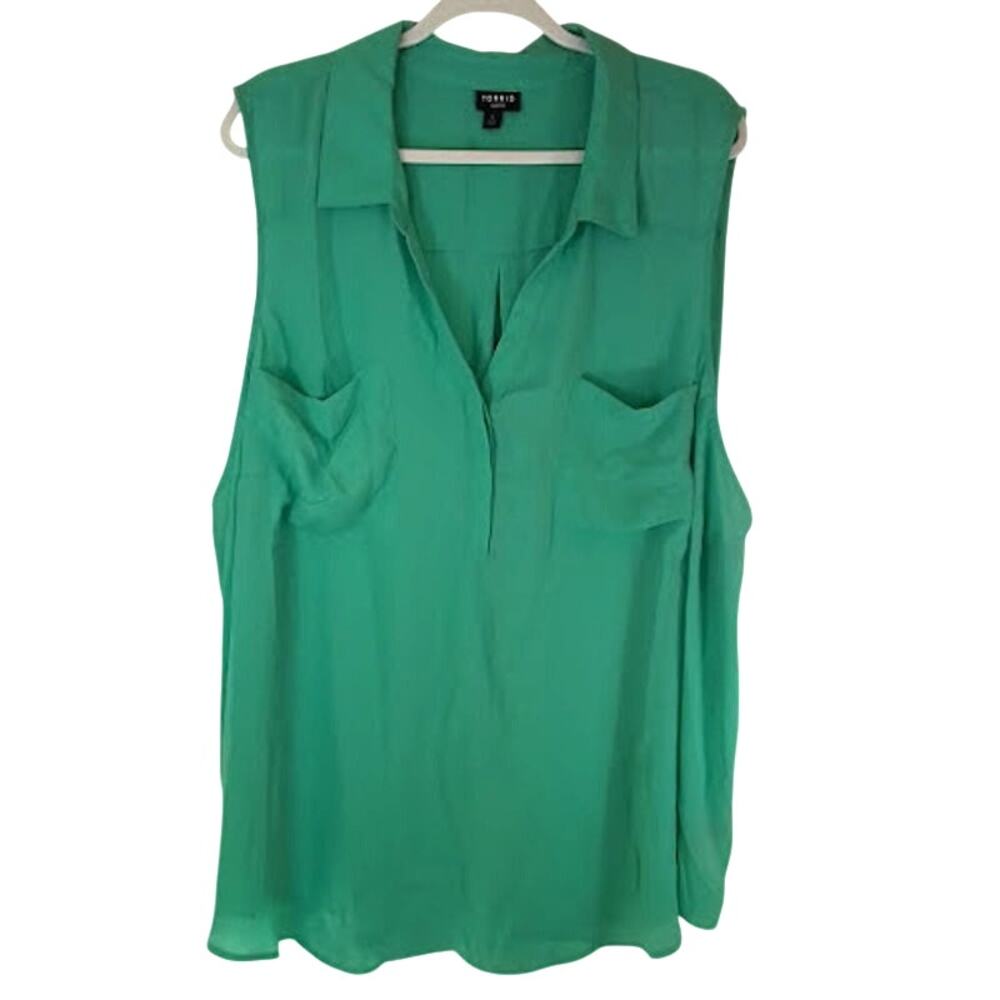 Torrid‎ Harper Sleeveless Blouse Green Button Front Womens Size 5